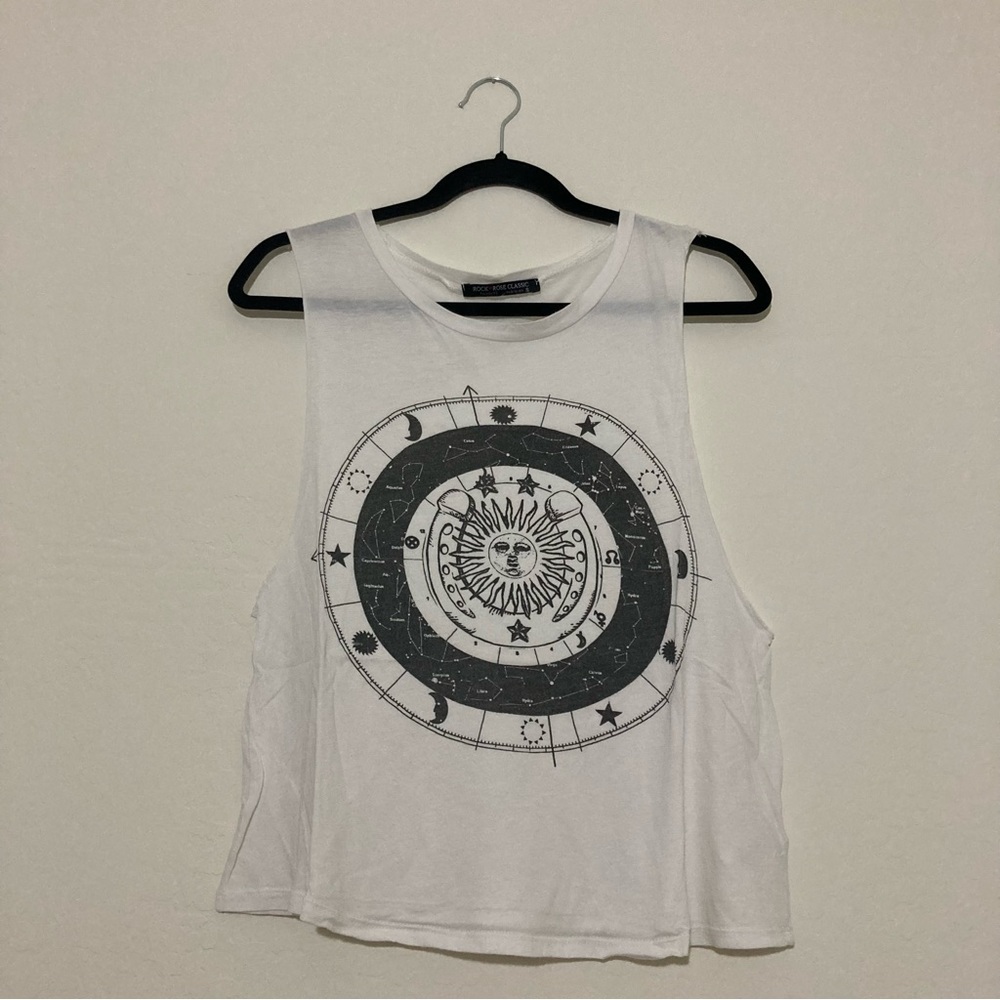 White astrology muscle tank top